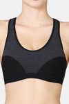 Vstar Cotton Padded Sports Bra - Charcoal Melge Black — thumbnail 4